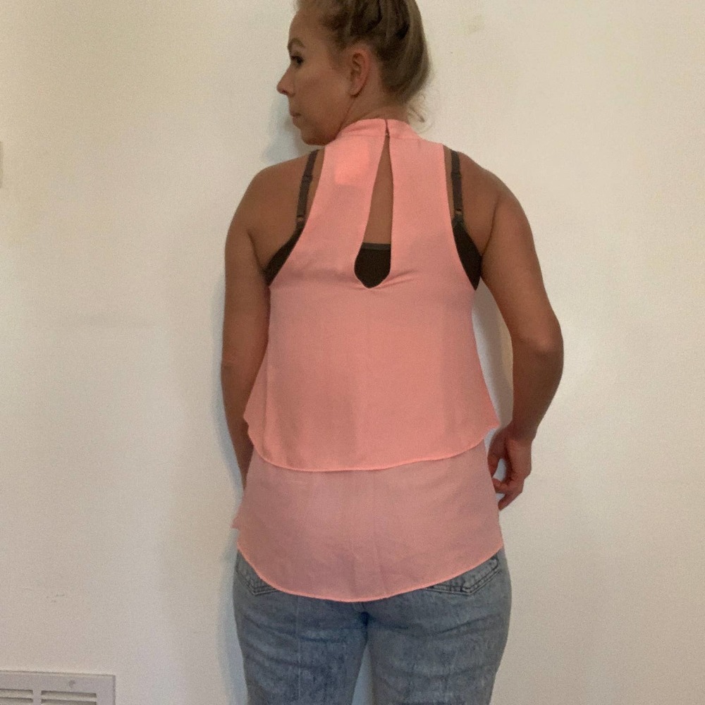 Karlie Light Pink Cutout Layered Choker Tank Top NWT - Picture 4 of 9